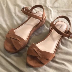 Brown suede flatforms